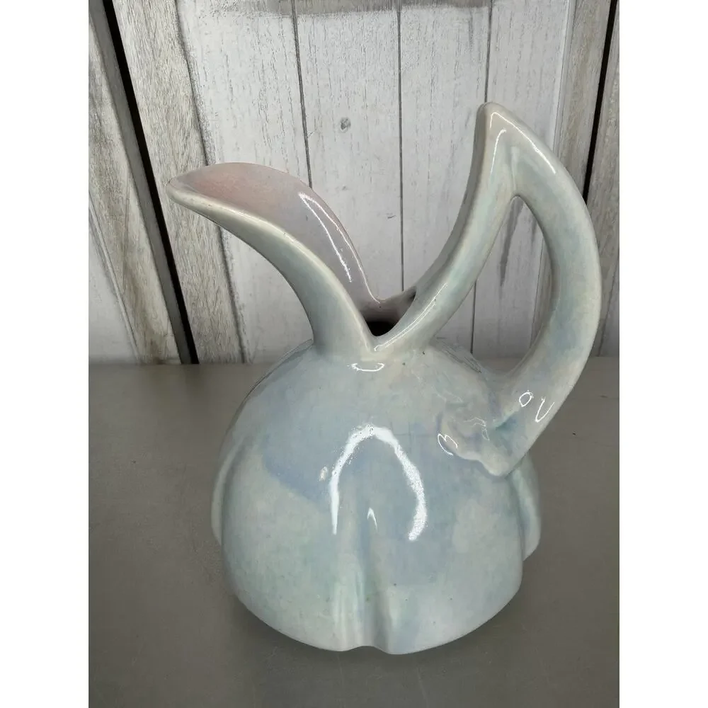 Vintage Conder Water Pitcher Vase Figurine Decor Light Blue Pink
